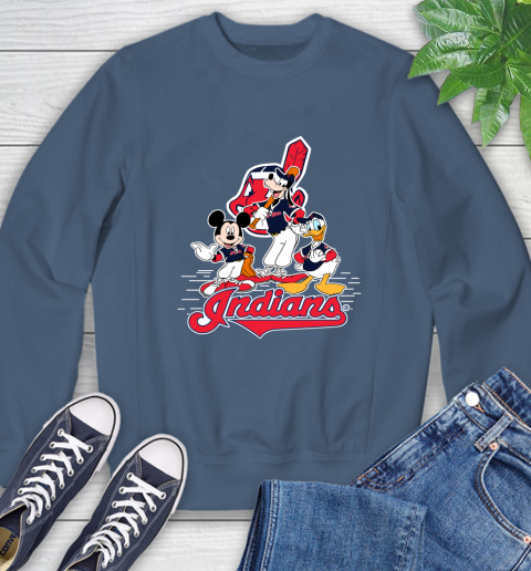 MLB Cleveland Indians Mickey Mouse Donald Duck Goofy Baseball T Shirt Sweatshirt 8