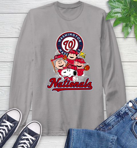 MLB Washington Nationals Snoopy Charlie Brown Woodstock The Peanuts Movie Baseball T Shirt_000 Long Sleeve T-Shirt 6
