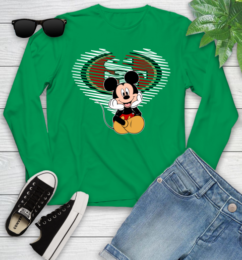 NFL San Francisco 49ers The Heart Mickey Mouse Disney Football T Shirt_000 Youth Long Sleeve 7