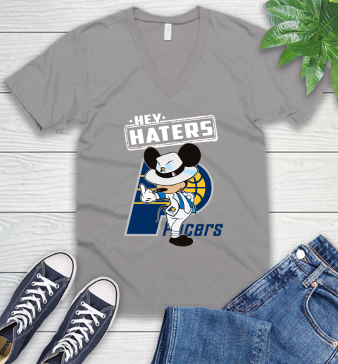 NBA Hey Haters Mickey Basketball Sports Indiana Pacers V-Neck T-Shirt 3