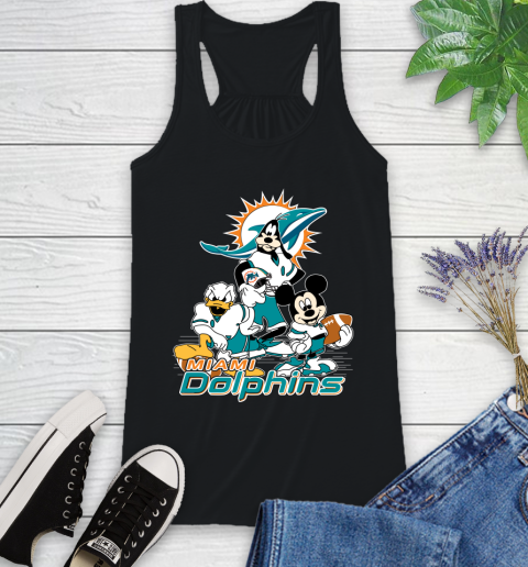 NFL Miami Dolphins Mickey Mouse Donald Duck Goofy Football Shirt Racerback Tank