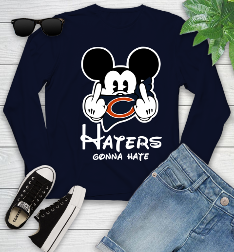 NFL Chicago Bears Haters Gonna Hate Mickey Mouse Disney Football T Shirt Youth Long Sleeve 2
