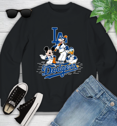 MLB Los Angeles Dodgers Mickey Mouse Donald Duck Goofy Baseball T Shirt Youth Sweatshirt