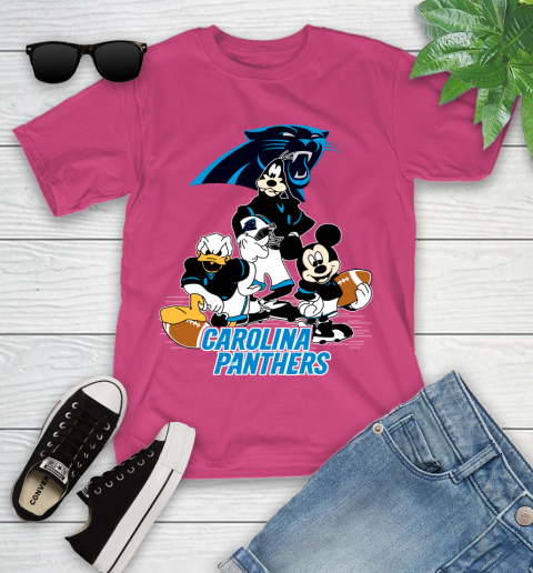 NFL Carolina Panthers Mickey Mouse Donald Duck Goofy Football Shirt Youth T-Shirt 11