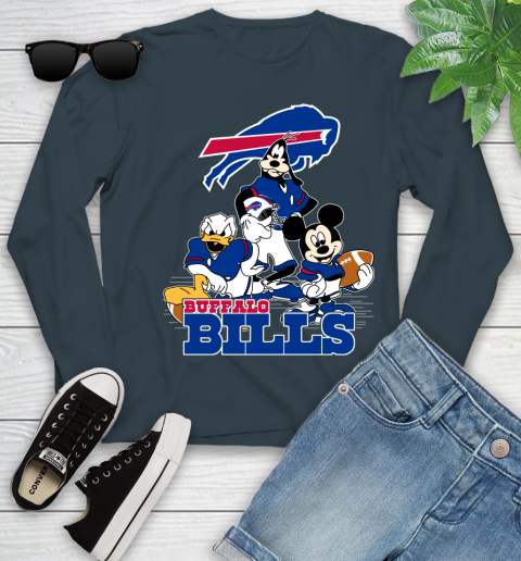 NFL Buffalo Bills Mickey Mouse Donald Duck Goofy Football Shirt Youth Long Sleeve 9