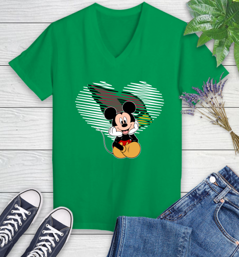 NFL Arizona Cardinals The Heart Mickey Mouse Disney Football T Shirt_000 Women's V-Neck T-Shirt 5