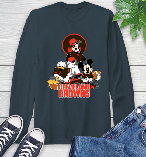NFL Cleveland Browns Mickey Mouse Donald Duck Goofy Football Shirt Long Sleeve T-Shirt 9