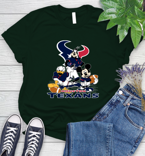 NFL Houston Texans Mickey Mouse Donald Duck Goofy Football Shirt Women's T-Shirt 6