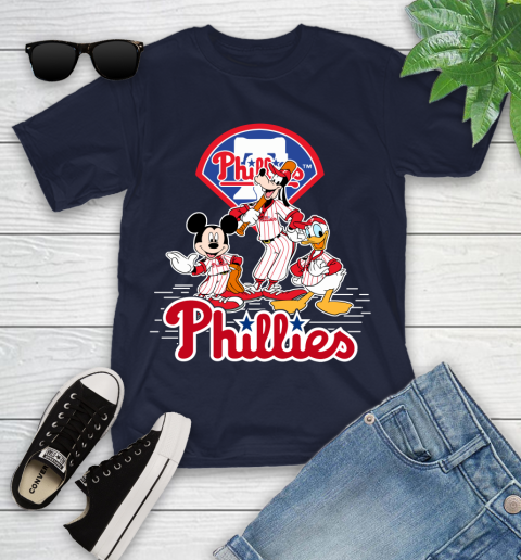 MLB Philadelphia Phillies Mickey Mouse Donald Duck Goofy Baseball T Shirt Youth T-Shirt 17