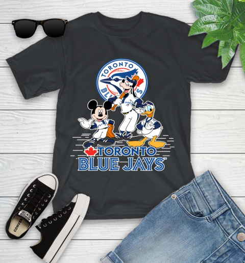 MLB Toronto Blue Jays Mickey Mouse Donald Duck Goofy Baseball T Shirt Youth T-Shirt