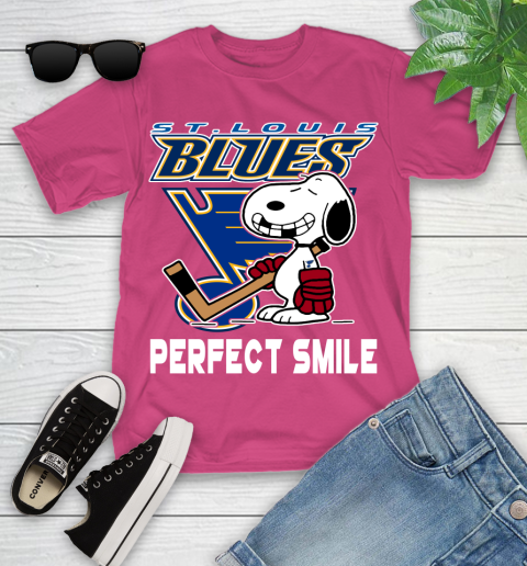 NHL St.Louis Blues Snoopy Perfect Smile The Peanuts Movie Hockey T Shirt Youth T-Shirt 11