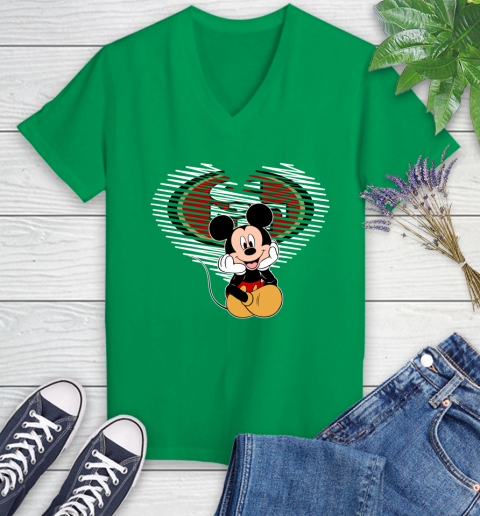 NFL San Francisco 49ers The Heart Mickey Mouse Disney Football T Shirt_000 Women's V-Neck T-Shirt 5