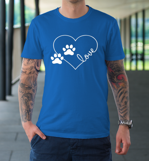 Cute Love Hearts Valentine Day Paw Print Dog Owner Dog Lover T-Shirt 7
