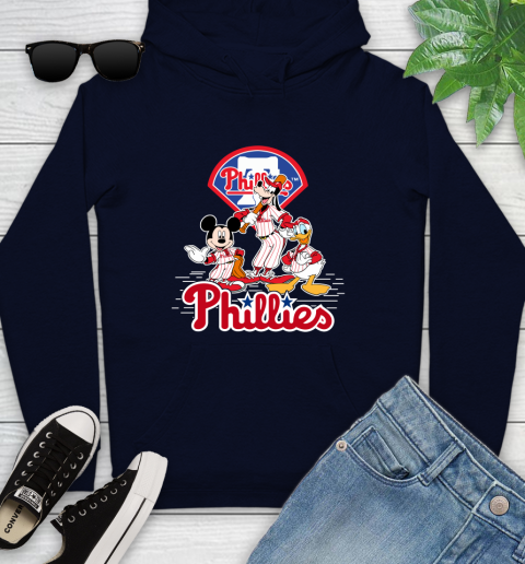 MLB Philadelphia Phillies Mickey Mouse Donald Duck Goofy Baseball T Shirt Youth Hoodie 3