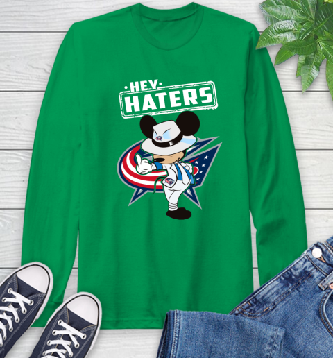 NHL Hey Haters Mickey Hockey Sports Columbus Blue Jackets Long Sleeve T-Shirt 8