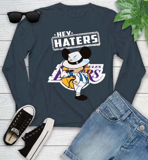 NBA Hey Haters Mickey Basketball Sports Los Angeles Lakers Youth Long Sleeve 9