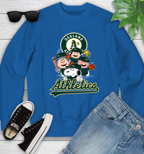 MLB Oakland Athletics Snoopy Charlie Brown Woodstock The Peanuts Movie Baseball T Shirt_000 Youth Sweatshirt 7