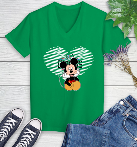NBA LA Clippers The Heart Mickey Mouse Disney Basketball Women's V-Neck T-Shirt 5