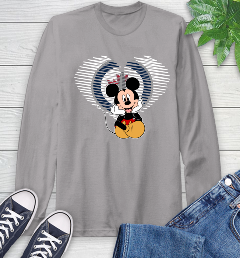 NHL Winnipeg Jets The Heart Mickey Mouse Disney Hockey Long Sleeve T-Shirt 6