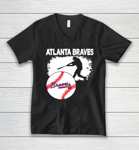 Atlanta Braves Baseball Distressed Game Day Brave Vintage Fan Lover V-Neck T-Shirt
