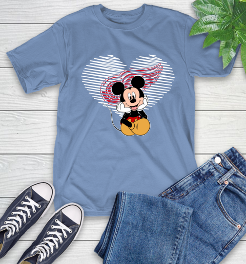 NHL Detroit Red Wings The Heart Mickey Mouse Disney Hockey T-Shirt 12