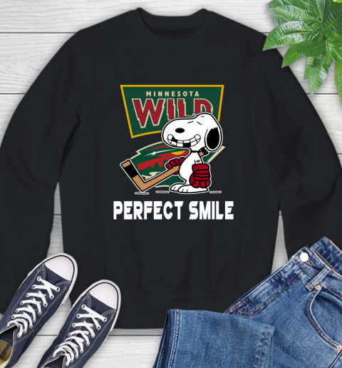 NHL Minnesota Wild Snoopy Perfect Smile The Peanuts Movie Hockey T Shirt Sweatshirt