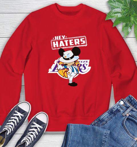 NBA Hey Haters Mickey Basketball Sports Los Angeles Lakers Sweatshirt 10