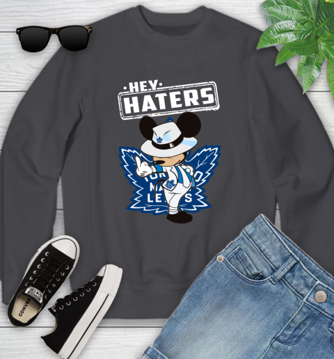 NHL Hey Haters Mickey Hockey Sports Toronto Maple Leafs Youth Sweatshirt 5