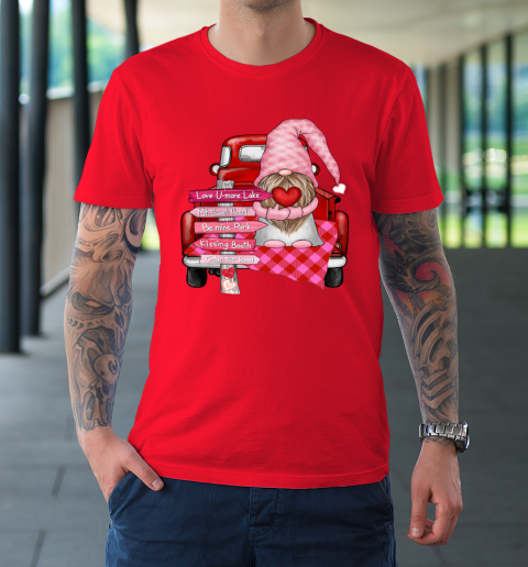 Valentine Vintage Red Truck Gnomes You And Me Valentines Day T-Shirt 8