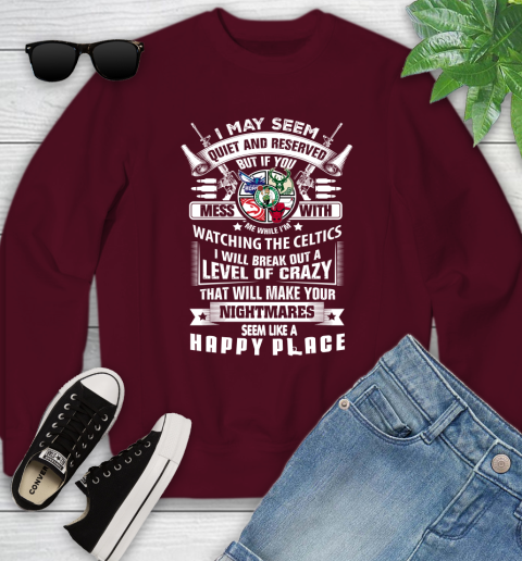 Boston Celtics NBA Basketball Don't Mess With Me While I'm Watching My Team Sports Youth Sweatshirt 4
