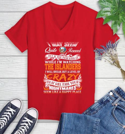 New York Islanders NHL Hockey Don't Mess With Me While I'm Watching My Team Women's V-Neck T-Shirt 11