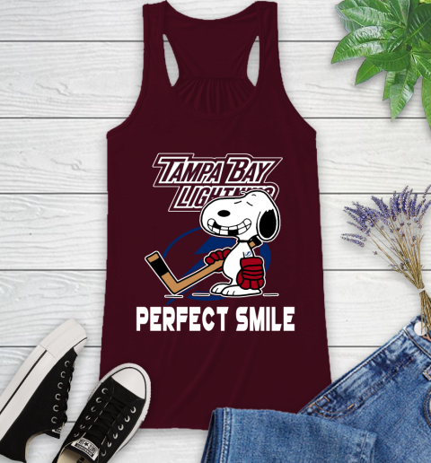 NHL Tampa Bay Lightning Snoopy Perfect Smile The Peanuts Movie Hockey T Shirt Racerback Tank 2