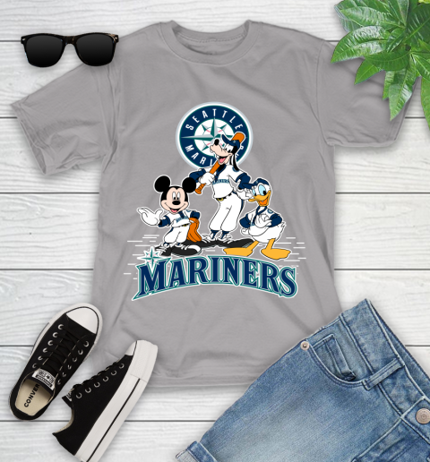 MLB Seattle Mariners Mickey Mouse Donald Duck Goofy Baseball T Shirt Youth T-Shirt 4