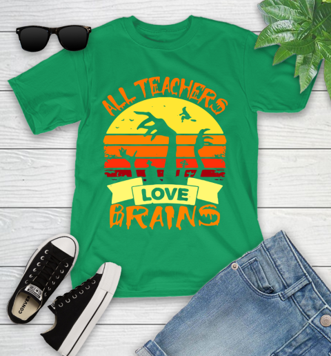 Halloween All Teachers Love Brains Sunset Youth T-Shirt 8