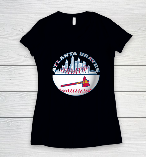 Atlanta Baseball Distressed Game Day Brave Vintage Fan Lover Women's V-Neck T-Shirt