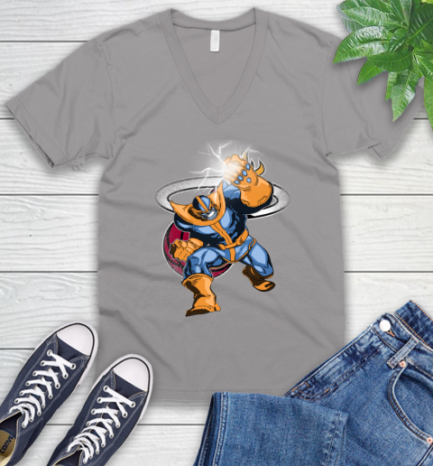 Miami Heat NBA Basketball Thanos Avengers Infinity War Marvel V-Neck T-Shirt 3