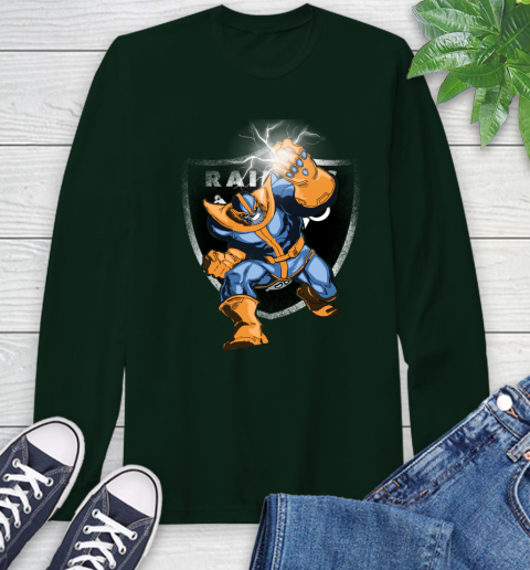Oakland Raiders NFL Football Thanos Avengers Infinity War Marvel Long Sleeve T-Shirt 7