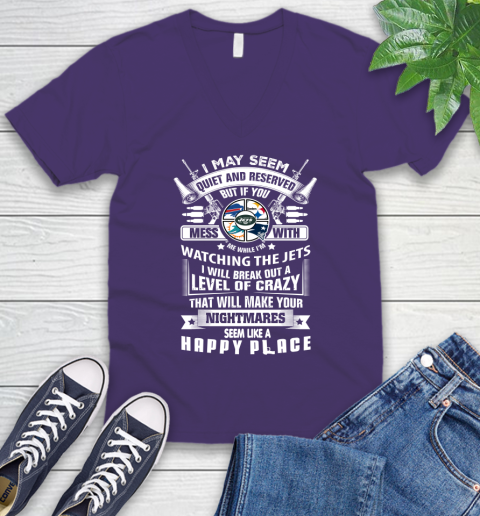 New York Jets NFL Football Don't Mess With Me While I'm Watching My Team Sports V-Neck T-Shirt 9