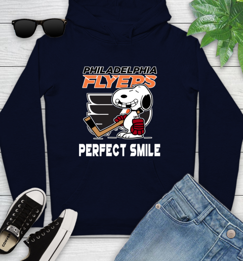 NHL Philadelphia Flyers Snoopy Perfect Smile The Peanuts Movie Hockey T Shirt Youth Hoodie 3