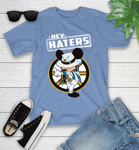 NHL Hey Haters Mickey Hockey Sports Boston Bruins Youth T-Shirt 15