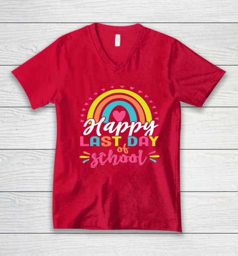 Happy Last Day of School Teacher Student Graduation V-Neck T-Shirt 5
