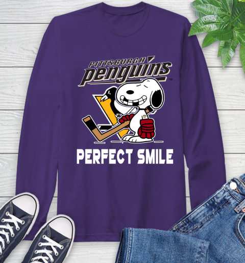 NHL Pittsburgh Penguins Snoopy Perfect Smile The Peanuts Movie Hockey T Shirt Long Sleeve T-Shirt 5