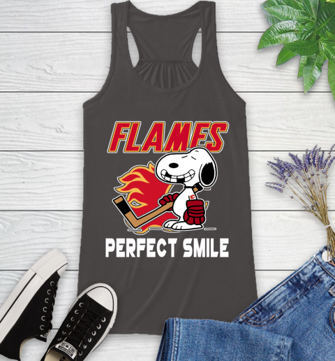 NHL Calgary Flames Snoopy Perfect Smile The Peanuts Movie Hockey T Shirt Racerback Tank 11