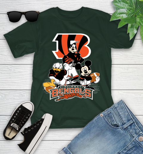 NFL Cincinnati Bengals Mickey Mouse Donald Duck Goofy Football Shirt Youth T-Shirt 5