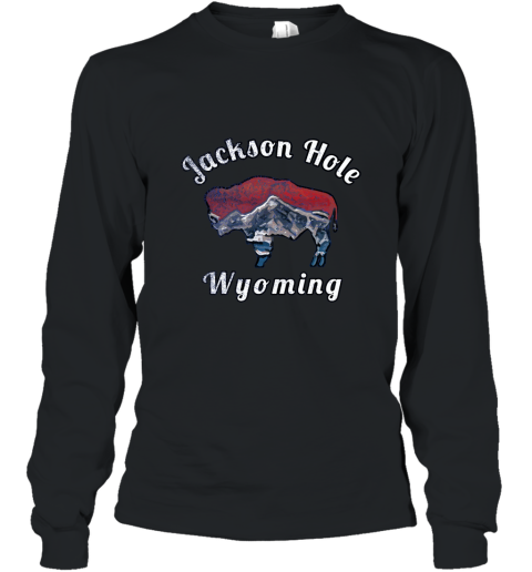 Jackson Hole Wyoming Sweatshirt with Flag Themed Scenery alottee Long Sleeve
