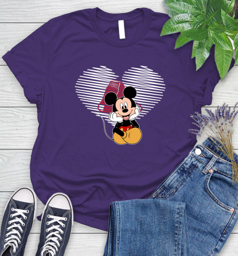 MLB Boston Red Sox The Heart Mickey Mouse Disney Baseball T Shirt_000 Women's T-Shirt 4