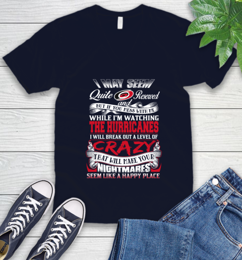 Carolina Hurricanes NHL Hockey Don't Mess With Me While I'm Watching My Team V-Neck T-Shirt 2