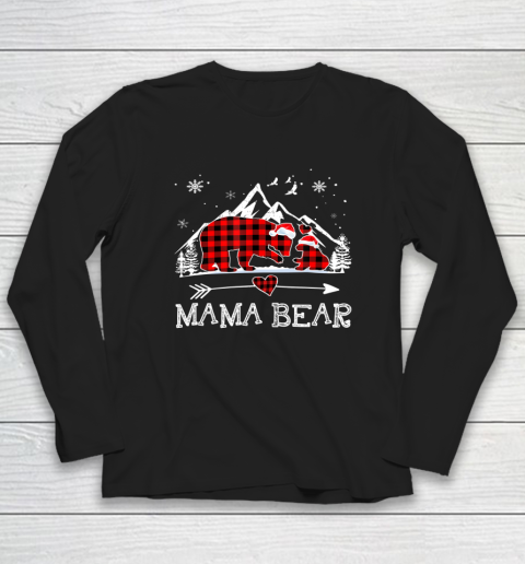 Mama Bear Christmas Pajama Red Plaid Buffalo Family Long Sleeve T-Shirt