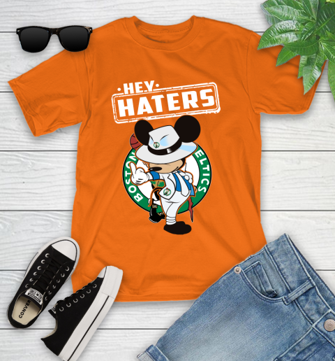 NBA Hey Haters Mickey Basketball Sports Boston Celtics Youth T-Shirt 9