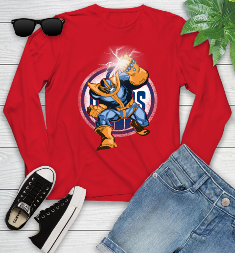 Edmonton Oilers NHL Hockey Thanos Avengers Infinity War Marvel Youth Long Sleeve 11